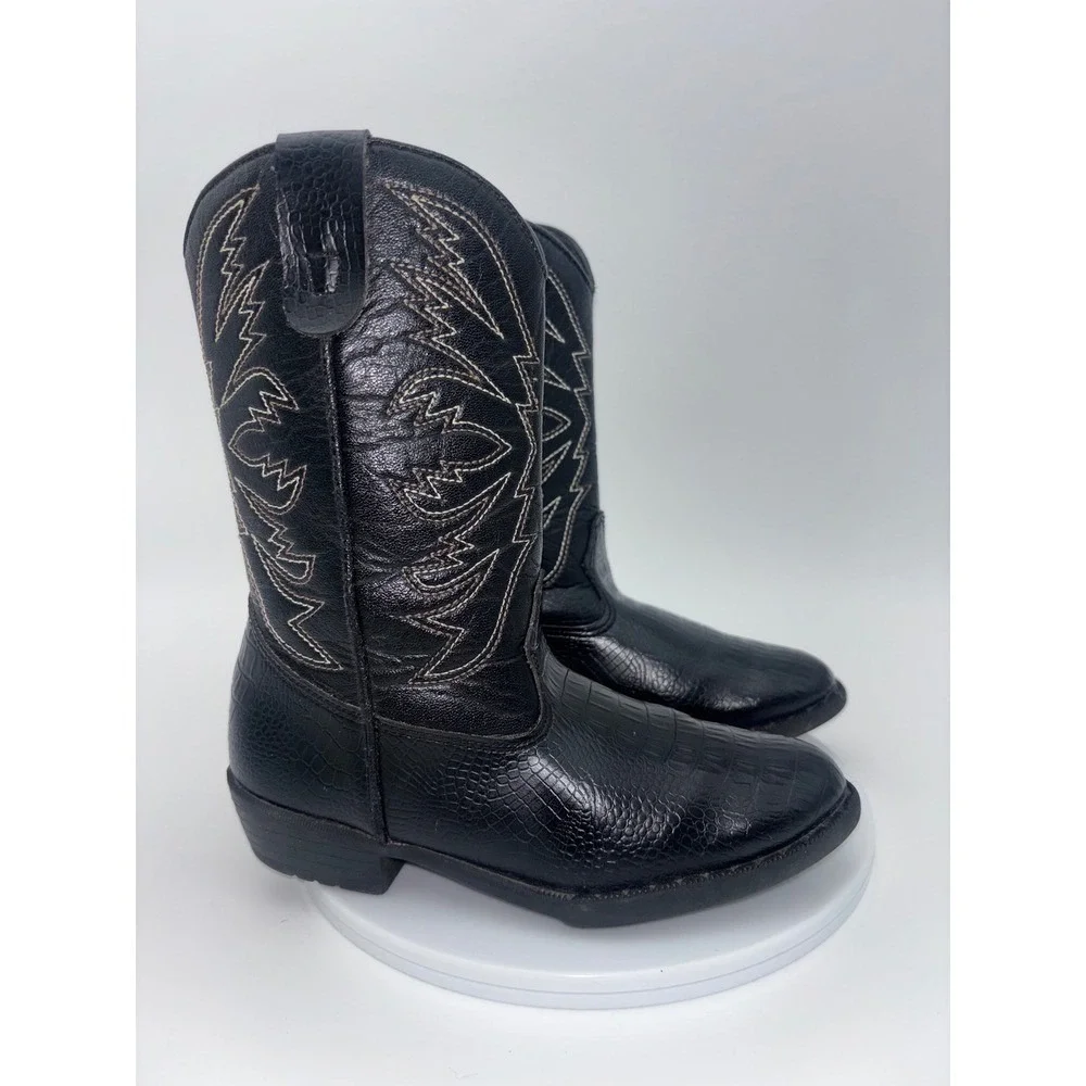 SMARTFIT Black Cowboy Boots Western Cowgirl Kid Croc Crocodile Toddler Little 13